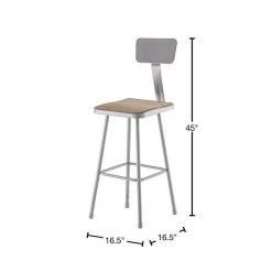 30 in. Grey Heavy Duty Square Seat Steel Stool with Backrest (2-Pack) by National Public Seating -Greenington Shop brown gray national public seating bar stools 6330b 2 40 1000
