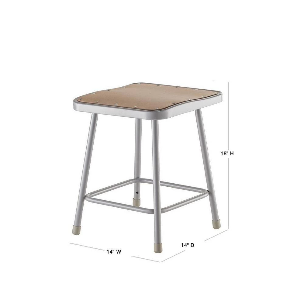 18 in. Grey Heavy-Duty Square Seat Steel Stool (2-Pack) by National Public Seating 4 18 in. Grey Heavy-Duty Square Seat Steel Stool (2-Pack) by National Public Seating - Image 3