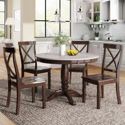 5-Piece Wood Top Brown Dining Table Set by Qualfurn -Greenington Shop brown qualfurn dining room sets dof000341a 31 1000