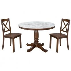 5-Piece Wood Top Brown Dining Table Set by Qualfurn -Greenington Shop brown qualfurn dining room sets dof000341a 44 1000
