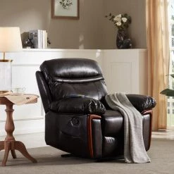 Brown PU Leather Massage Heat Recliner Chair by Qualfurn -Greenington Shop brown qualfurn recliners mof035352d 40 1000