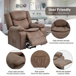 Brown Power Lift Heated Recliner Chair with Adjustable Massage Function by Qualfurn -Greenington Shop brown qualfurn recliners mof197819d 44 1000