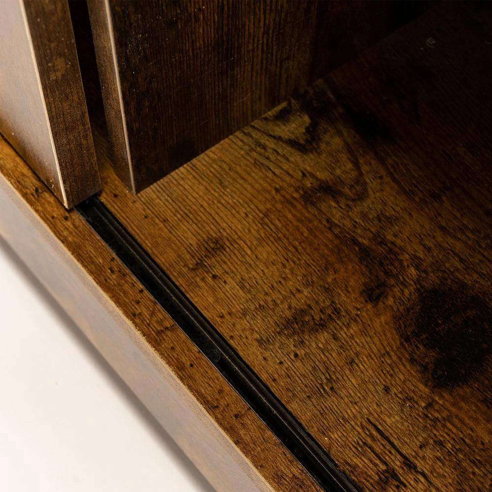 Brown Multi-functional Storage Cabinet Buffet and Sideboard with Sliding Barn Door and Adjustable Shelf by VERYKE 11 Brown Multi-functional Storage Cabinet Buffet and Sideboard with Sliding Barn Door and Adjustable Shelf by VERYKE - Image 9