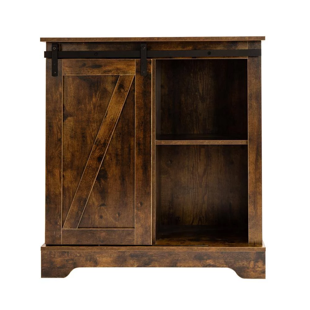 Brown Multi-functional Storage Cabinet Buffet and Sideboard with Sliding Barn Door and Adjustable Shelf by VERYKE 5 Brown Multi-functional Storage Cabinet Buffet and Sideboard with Sliding Barn Door and Adjustable Shelf by VERYKE - Image 3
