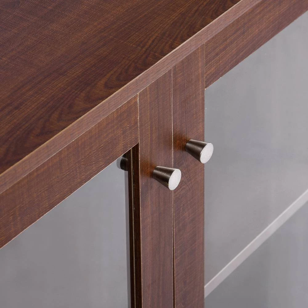 Brown Accent Storage Cabinets Sideboard with 2 Glass Door Cabinet and 3 Drawer by VERYKE 10 Brown Accent Storage Cabinets Sideboard with 2 Glass Door Cabinet and 3 Drawer by VERYKE - Image 8