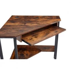 28.34 in. Triangle Brown MDF Computer Desk Corner Desk Workstation with Smooth Keyboard Tray Storage Shelf & Steel Frame by VERYKE 17 28.34 in. Triangle Brown MDF Computer Desk Corner Desk Workstation with Smooth Keyboard Tray Storage Shelf & Steel Frame by VERYKE -Greenington Shop brown veryke computer desks yb w37031251 1f 1000
