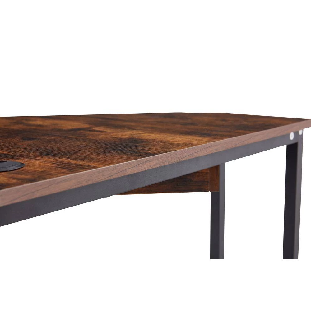 28.34 in. Triangle Brown MDF Computer Desk Corner Desk Workstation with Smooth Keyboard Tray Storage Shelf & Steel Frame by VERYKE 9 28.34 in. Triangle Brown MDF Computer Desk Corner Desk Workstation with Smooth Keyboard Tray Storage Shelf & Steel Frame by VERYKE - Image 7