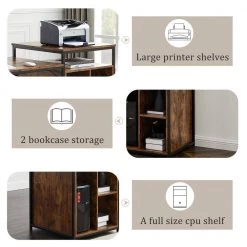 70.8 in. Rectangle Brown MDF Home Office Computer Desk Printer Stand Writing PC Table with Storage Shelf by VERYKE -Greenington Shop brown veryke computer desks yb wf196080aad 1f 1000