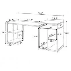 70.8 in. Rectangle Brown MDF Home Office Computer Desk Printer Stand Writing PC Table with Storage Shelf by VERYKE -Greenington Shop brown veryke computer desks yb wf196080aad c3 1000