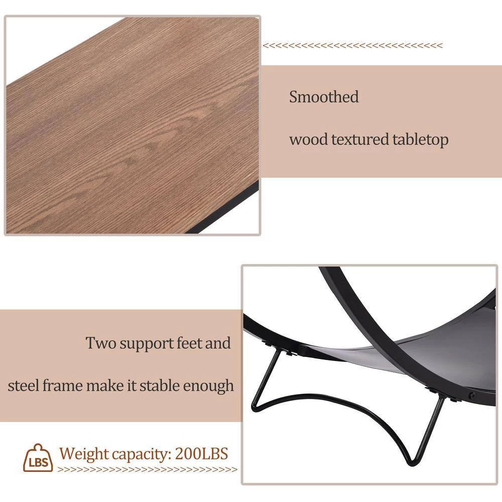 48 in. Brown Industrial Design Demilune Shape Distressed Wood Console Table with Storage Shelf and Metal Frame by VERYKE 7 48 in. Brown Industrial Design Demilune Shape Distressed Wood Console Table with Storage Shelf and Metal Frame by VERYKE - Image 5