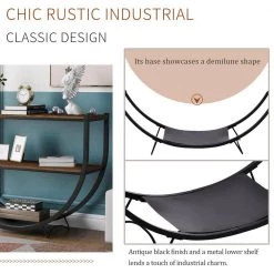 48 in. Brown Industrial Design Demilune Shape Distressed Wood Console Table with Storage Shelf and Metal Frame by VERYKE 14 48 in. Brown Industrial Design Demilune Shape Distressed Wood Console Table with Storage Shelf and Metal Frame by VERYKE -Greenington Shop brown veryke console tables yb wf196235aad 4f 1000