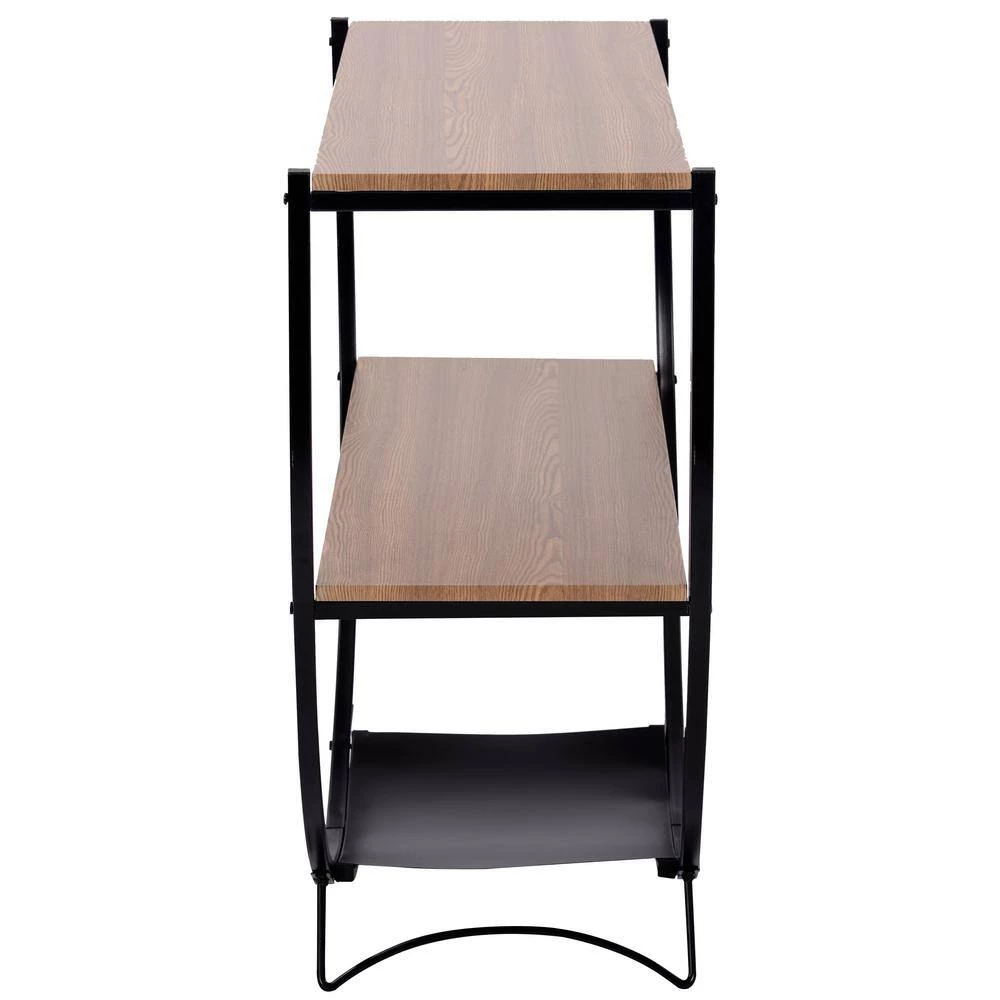 48 in. Brown Industrial Design Demilune Shape Distressed Wood Console Table with Storage Shelf and Metal Frame by VERYKE 9 48 in. Brown Industrial Design Demilune Shape Distressed Wood Console Table with Storage Shelf and Metal Frame by VERYKE - Image 7