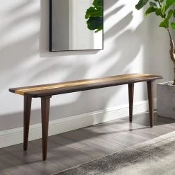 Azara Brown Finish Caramelized Bench 55 D X 14.05 W X 17.5 H by Greenington -Greenington Shop caramelized greenington dining benches ga0013sa 31 1000