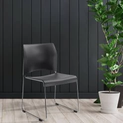 Charcoal Slate Polypropylene Plastic Stack Chair (4-Pack) by National Public Seating 19 Charcoal Slate Polypropylene Plastic Stack Chair (4-Pack) by National Public Seating -Greenington Shop charcoal slate national public seating guest office chairs 8820 11 20 4 31 1000