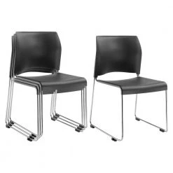 Charcoal Slate Polypropylene Plastic Stack Chair (4-Pack) by National Public Seating