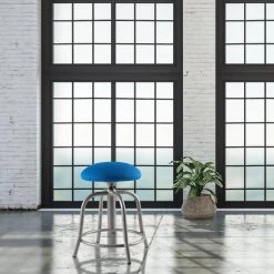 18 in. - 25 in., 3 in. Fabric Padded Cobalt Blue Seat, Grey Frame Height Adjustable Designer Stool by National Public Seating -Greenington Shop cobalt blue national public seating office stools 6825s 02 31 1000