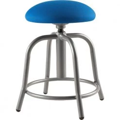 Greenington Shop 38 18 in. - 25 in., 3 in. Fabric Padded Cobalt Blue Seat, Grey Frame Height Adjustable Designer Stool by National Public Seating