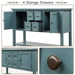 46 in. Rectangle Dark Blue Wood Console Table with 4-Storage Drawers and 2-Cabinets by Qualfurn -Greenington Shop dark blue qualfurn console tables ctm190263m 44 1000