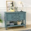 46 in. Rectangle Dark Blue Wood Console Table with 4-Storage Drawers and 2-Cabinets by Qualfurn -Greenington Shop dark blue qualfurn console tables ctm190263m 64 1000