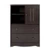 Dark Brown Wood Storage Cabinet with Door 2 Open Shelves and Drawers by VERYKE