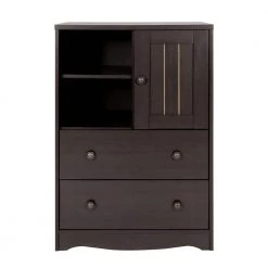 Dark Brown Wood Storage Cabinet with Door 2 Open Shelves and Drawers by VERYKE