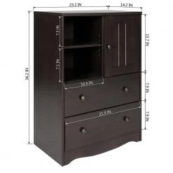 Dark Brown Wood Storage Cabinet with Door 2 Open Shelves and Drawers by VERYKE -Greenington Shop dark brown veryke accent cabinets yhm xmus00141 c3 1000