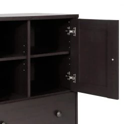 Dark Brown Wood Storage Cabinet with Door 2 Open Shelves and Drawers by VERYKE -Greenington Shop dark brown veryke accent cabinets yhm xmus00141 fa 1000