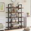Industrial 63 in. Distressed Brown Wood and Metal Frame 5-Shelf Bookcase with Open Back by Qualfurn -Greenington Shop distressed brown qualfurn bookcases bookshelves ctm196236p 64 1000