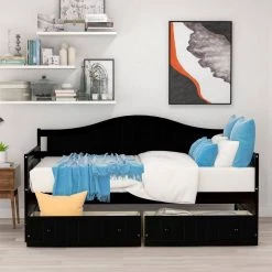 78.20 in. W Espresso Wood Twin Size with 2-Drawers Sofa Bed by VERYKE 19 78.20 in. W Espresso Wood Twin Size with 2-Drawers Sofa Bed by VERYKE -Greenington Shop espresso a veryke sofa beds db wf192860aap 31 1000