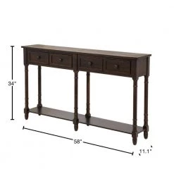 58 in. Espresso Brown Rectangle Wood Console Table Sofa Table with Bottom Shelf and 2 Storage Drawers by VERYKE -Greenington Shop espresso brown veryke console tables yb wf191266aap 40 1000
