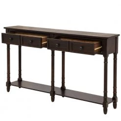 58 in. Espresso Brown Rectangle Wood Console Table Sofa Table with Bottom Shelf and 2 Storage Drawers by VERYKE -Greenington Shop espresso brown veryke console tables yb wf191266aap 77 1000