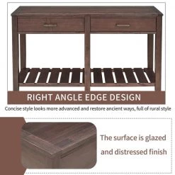 58 in. Espresso Brown Rectangle Wood Console Table Entryway Table with Slatted Shelf and 2 Drawers by VERYKE -Greenington Shop espresso brown veryke console tables yb wf282639aap 44 1000