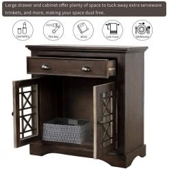 Espresso Storage Cabinet with Doors and Big Wood Drawer by Qualfurn -Greenington Shop espresso qualfurn accent cabinets ctm195159b 1f 1000