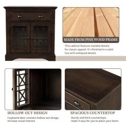 Espresso Storage Cabinet with Doors and Big Wood Drawer by Qualfurn -Greenington Shop espresso qualfurn accent cabinets ctm195159b 44 1000