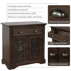 Espresso Storage Cabinet with Doors and Big Wood Drawer by Qualfurn -Greenington Shop espresso qualfurn accent cabinets ctm195159b 4f 1000