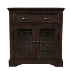 Espresso Storage Cabinet with Doors and Big Wood Drawer by Qualfurn