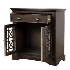 Espresso Storage Cabinet with Doors and Big Wood Drawer by Qualfurn -Greenington Shop espresso qualfurn accent cabinets ctm195159b 77 1000