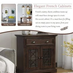 Espresso Storage Cabinet with Doors and Big Wood Drawer by Qualfurn -Greenington Shop espresso qualfurn accent cabinets ctm195159b fa 1000