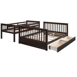 Espresso Twin Over Full Bunk Bed with Ladder and Two Storage Drawers by Qualfurn -Greenington Shop espresso qualfurn bunk beds btle000165p 1f 1000
