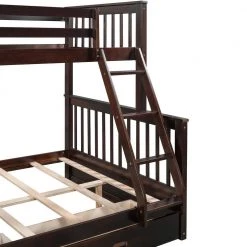 Espresso Twin Over Full Bunk Bed with Ladder and Two Storage Drawers by Qualfurn -Greenington Shop espresso qualfurn bunk beds btle000165p 44 1000