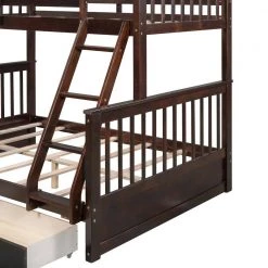 Espresso Twin Over Full Bunk Bed with Ladder and Two Storage Drawers by Qualfurn -Greenington Shop espresso qualfurn bunk beds btle000165p fa 1000