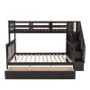 Espresso Stairway Twin Over Full Bunk Bed with Drawer and Shelves by Qualfurn -Greenington Shop espresso qualfurn bunk beds btle000219p 64 1000