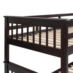 Espresso Stairway Twin Over Full Bunk Bed with Drawer and Shelves by Qualfurn -Greenington Shop espresso qualfurn bunk beds btle000219p fa 1000