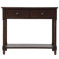 36 in. Rectangle Espresso Wood Console Table with 2-Drawers and Bottom Shelf by Qualfurn -Greenington Shop espresso qualfurn console tables ctm191267b c3 1000