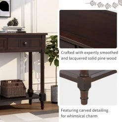 36 in. Rectangle Espresso Wood Console Table with 2-Drawers and Bottom Shelf by Qualfurn -Greenington Shop espresso qualfurn console tables ctm191267b fa 1000
