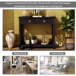 36 in. Rectangle Espresso Wood Console Table with 2-Drawers and Bottom Shelf by Qualfurn -Greenington Shop espresso qualfurn console tables ctm193883p 1f 1000