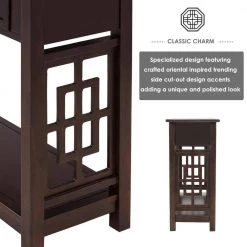 36 in. Rectangle Espresso Wood Console Table with 2-Drawers and Bottom Shelf by Qualfurn -Greenington Shop espresso qualfurn console tables ctm193883p fa 1000