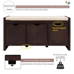 Espresso Storage Bench with Removable Cushion and 3-Flip Lock Storage Cubbies 39 in. W x 14 in. D x 19.8 in. H by Qualfurn -Greenington Shop espresso qualfurn dining benches ctm195385p 44 1000