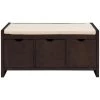 Espresso Storage Bench with Removable Cushion and 3-Flip Lock Storage Cubbies 39 in. W x 14 in. D x 19.8 in. H by Qualfurn 1 Espresso Storage Bench with Removable Cushion and 3-Flip Lock Storage Cubbies 39 in. W x 14 in. D x 19.8 in. H by Qualfurn -Greenington Shop espresso qualfurn dining benches ctm195385p 64 1000