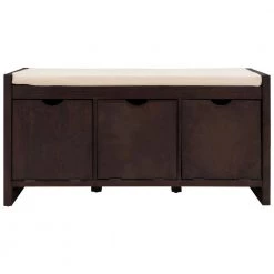 Espresso Storage Bench with Removable Cushion and 3-Flip Lock Storage Cubbies 39 in. W x 14 in. D x 19.8 in. H by Qualfurn -Greenington Shop espresso qualfurn dining benches ctm195385p c3 1000